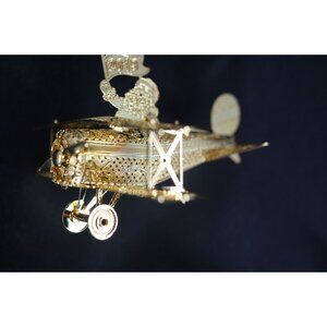 Danbury Mint 2019 18k Gold Plated Santa Claus Airplane Ornament